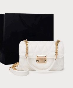 Classical High Quality White Real Leather Handbag with Strap BB-921828